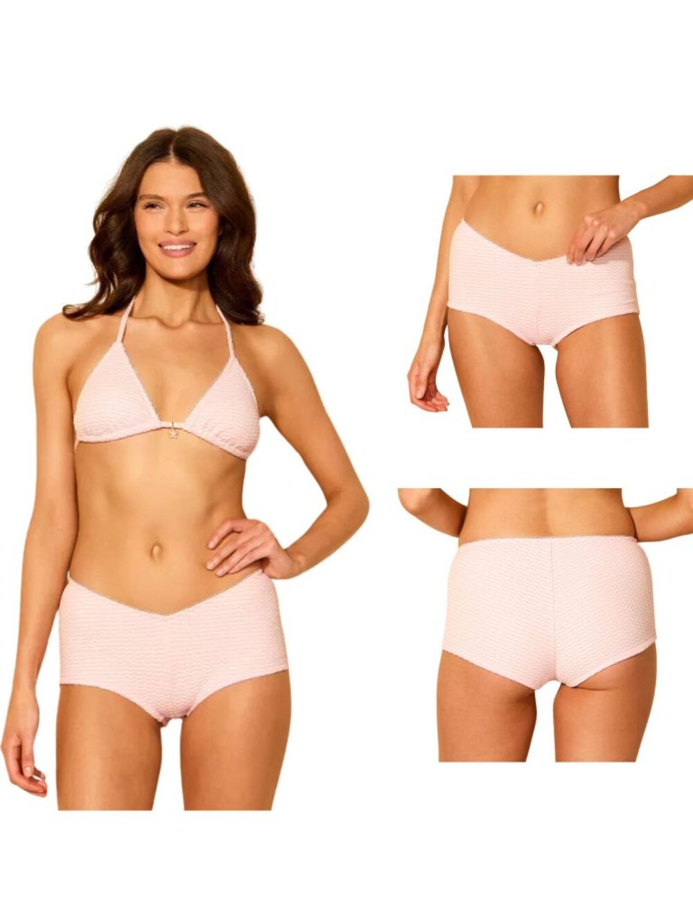 Wild Fable Textured Stripe Low-Rise Cheeky Boyshort Bikini Set NWT S